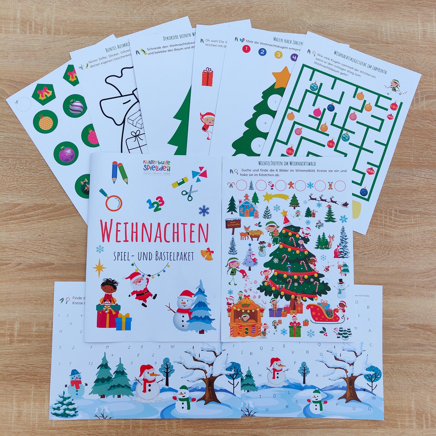 Kreativheft "Weihnachten" - spielerisches Lernen: Rätseln, Zahlen, Buchstaben, Schneiden, Malen, Verbinden, Vorschule, Kindergarten