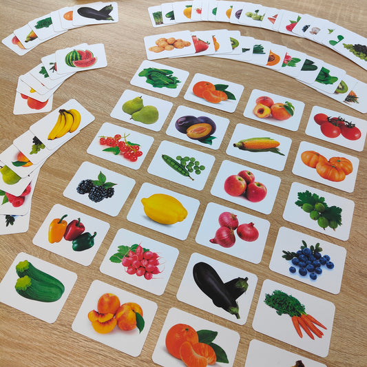 Obst und Gemüse Lernkarten: Ideal als Lern- und Einkaufskarten für saisonale und heimische Sorten. Perfekt zum Erlernen von Obst- und Gemüsesorten. Real life Bilder Obst und Gemüse Montessori Material für Aktionstabletts