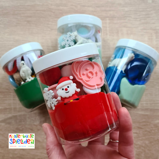 Kleines Geschenk: Knetglas für Weihnachten, Wichtelgeschenk & Adventskalender – Handgemachte Softknete für Kinder