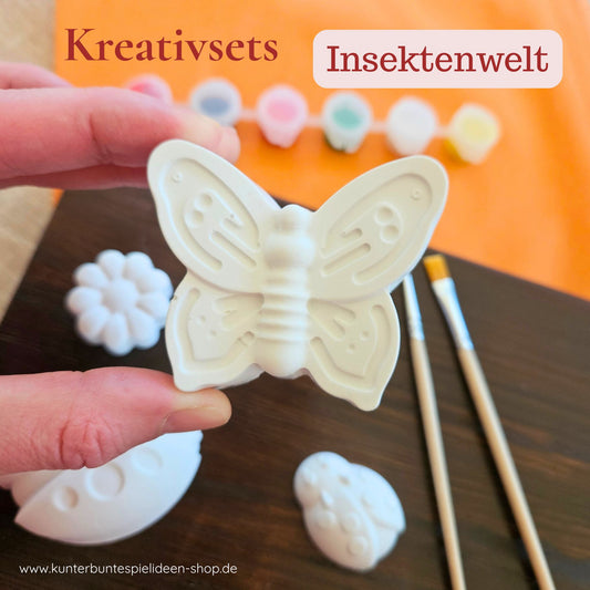 Kreativset und Malset Insektenwelt für Kinder und Kinderfeste Biene Schmettlerling marienkäfer geschenk im Sommer Kunterbunte Spielideen