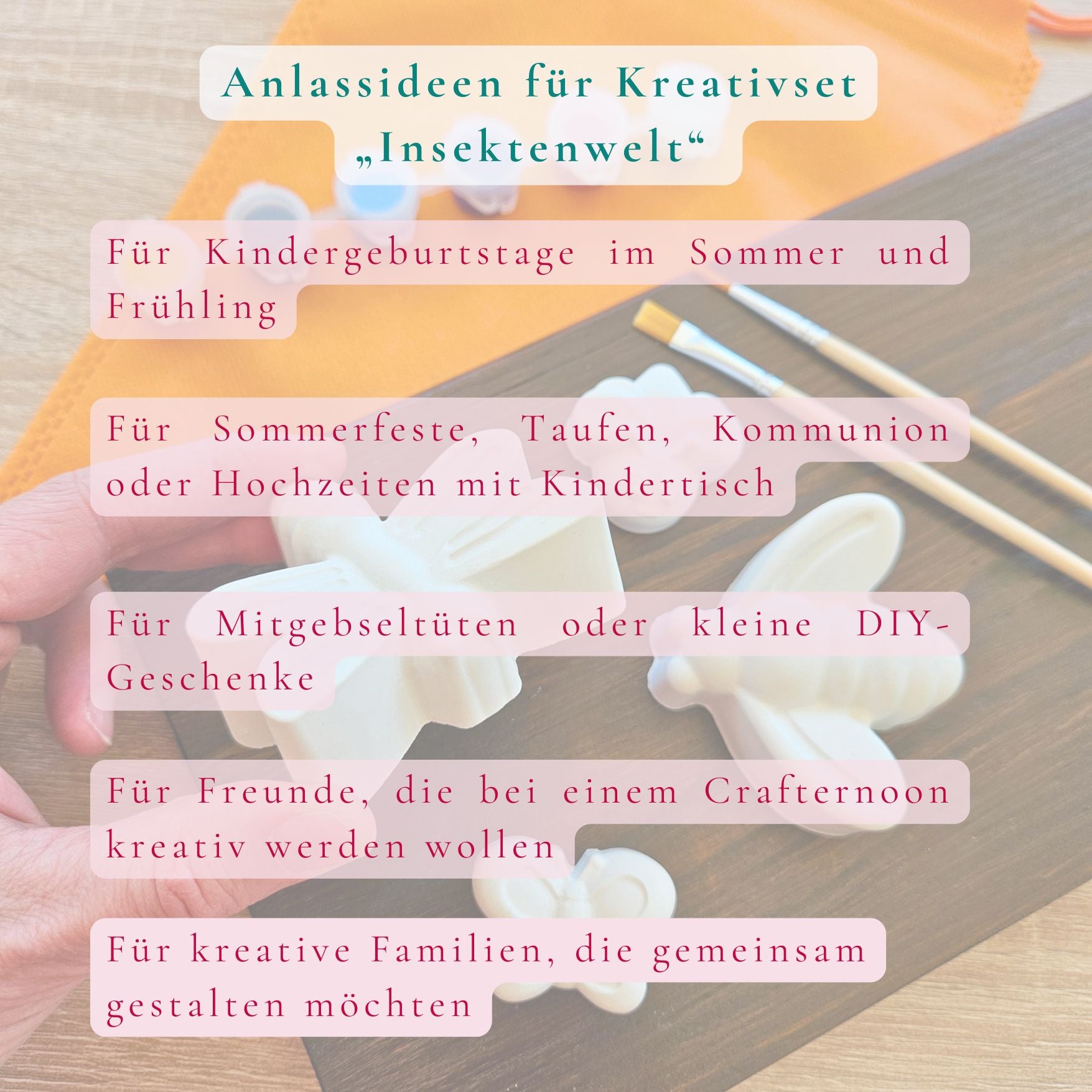 Kreativset und Malset Insektenwelt für Kinder und Kinderfeste Biene Schmettlerling marienkäfer geschenk im Sommer Kunterbunte Spielideen