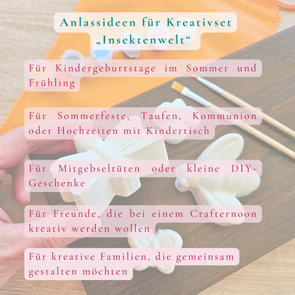 Kreativset und Malset Insektenwelt für Kinder und Kinderfeste Biene Schmettlerling marienkäfer geschenk im Sommer Kunterbunte Spielideen