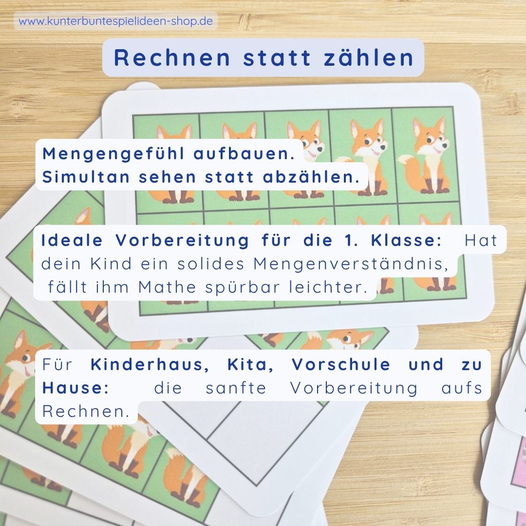 Blitzkarten Mengenerfassung 1–10 – simultanes Erfassen im Zehnerfeld; Vorbereitung auf die 1. Klasse für Kinderhaus, Kita, Vorschule und zu Hause (DE/AT/CH)