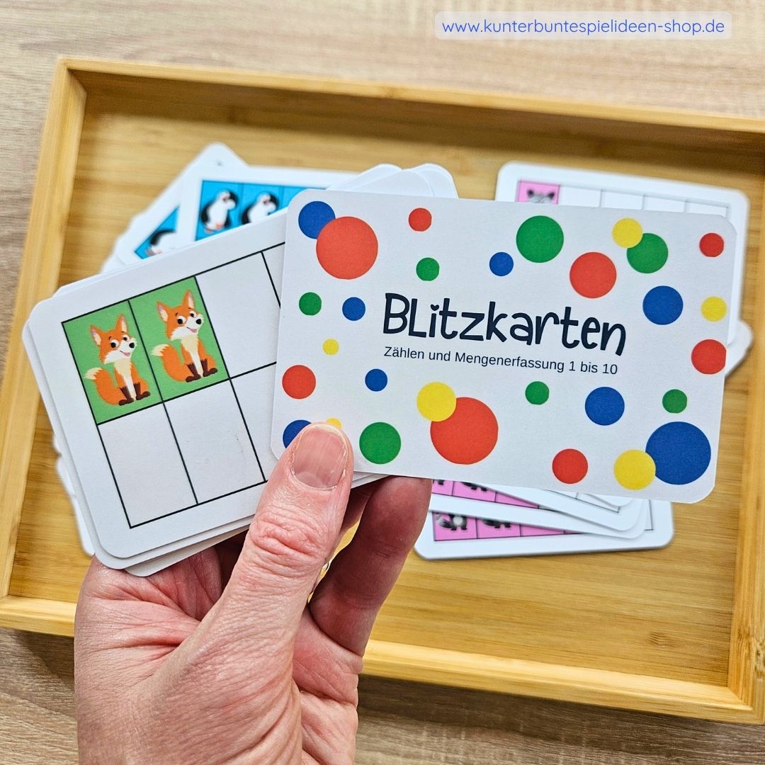 Fuchs-Motiv, Karte 2 im Zehnerfeld – Mengenerfassung 1–10, simultanes Erfassen, ideale Vorbereitung für den Mathe-Start in der 1. Klasse.