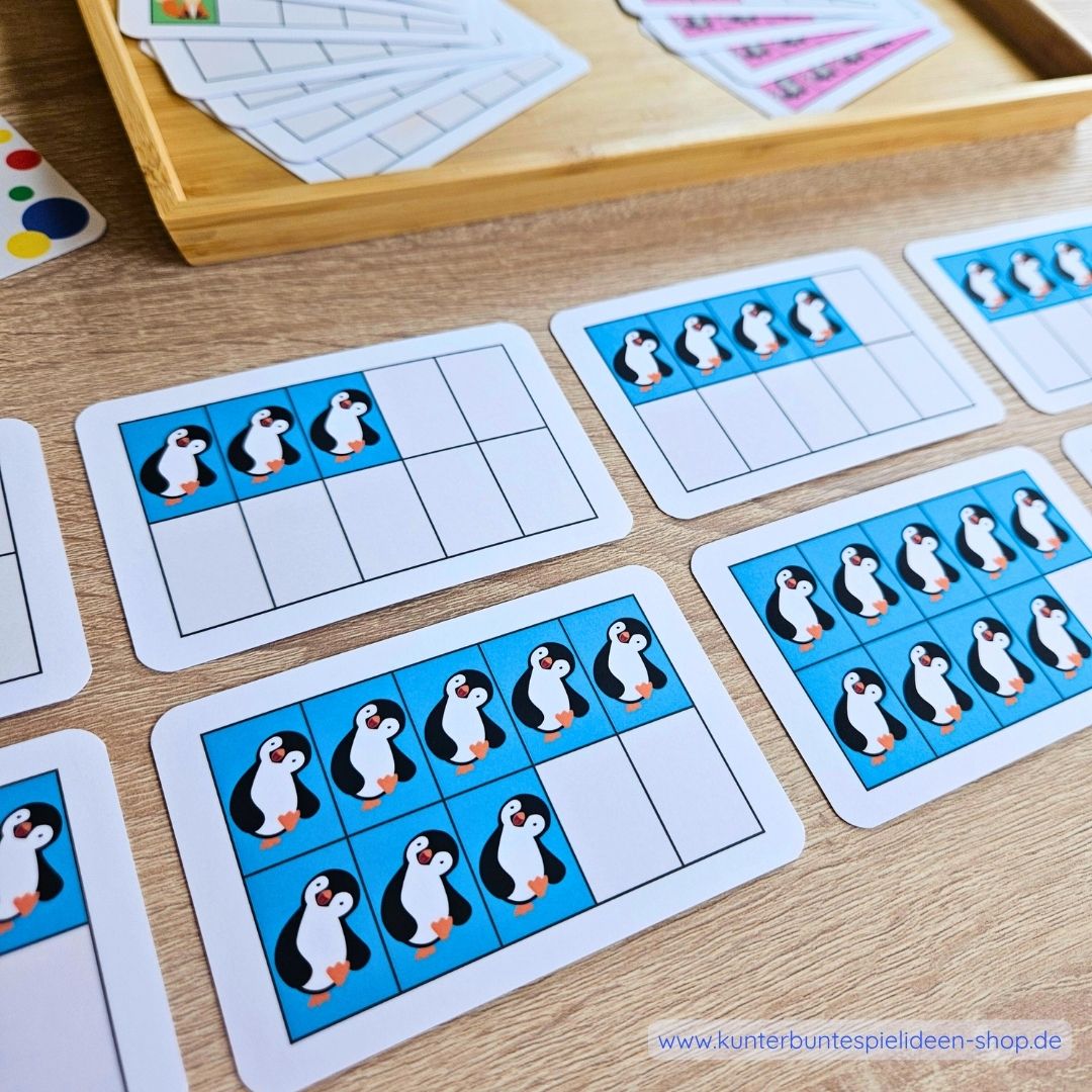 Pinguin-Zahlbilder in Reihen – simultanes Erfassen statt Fingerzählen, Mengengefühl stärken, Vorbereitung aufs Rechnen in Klasse 1 (DE/AT/CH).