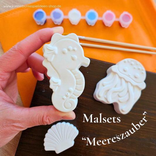 Mal- und Kreativset mit maritimen Elementen zum gestalten und als Beschäftigung für Kinder zum Kindertag, kreative Aktion für den Kindertisch auf Hochzeiten, für Kindergeburtstag zum Thema Meer, Fische, Meerjungfrau, handgemachtes Geschenk zum Verschenken als Kunterbunte Spielidee