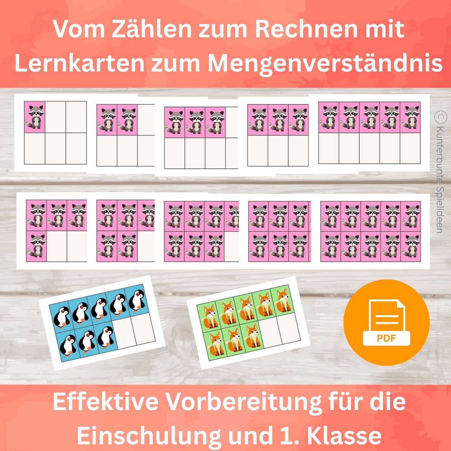 Lernkarten zum Mengenverständnis – Blitzkarten Zehnerfeld 1–10 PDF zum Ausdrucken, Rechnen statt zählen, Vorbereitung für Vorschule und 1. Klasse, Mengen auf einen Blick erkennen