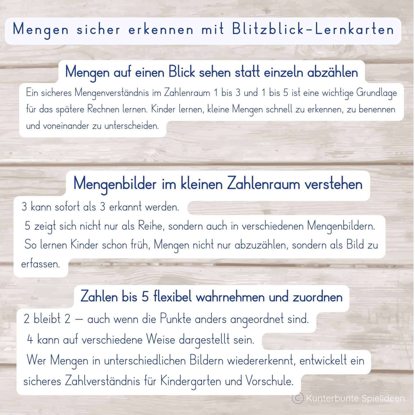 Mengenverständnis im Kindergarten fördern mit Blitzblick-Lernkarten – Mengenbilder im Zahlenraum 1 bis 3 und 1 bis 5 spielerisch erkennen statt abzählen