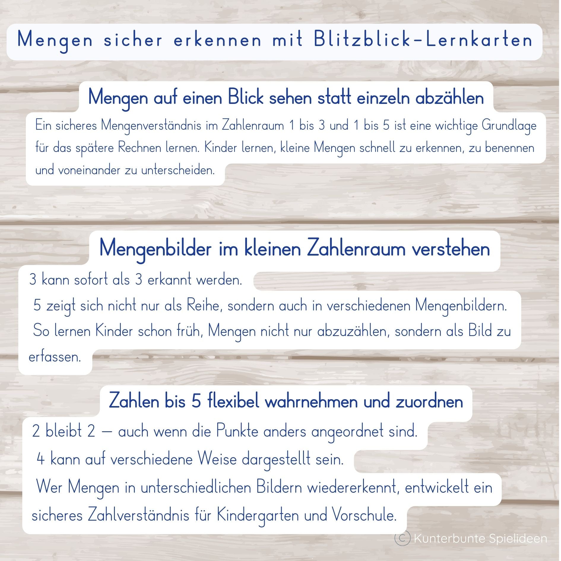 Mengenverständnis im Kindergarten fördern mit Blitzblick-Lernkarten – Mengenbilder im Zahlenraum 1 bis 3 und 1 bis 5 spielerisch erkennen statt abzählen