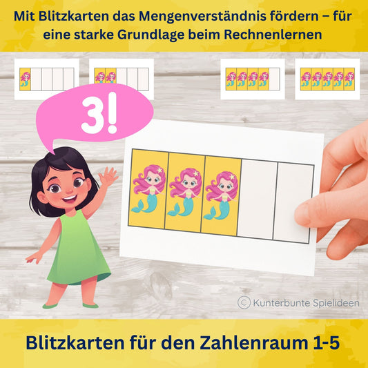 Mengenverständnis fördern mit Blitzkarten Spiel im Zahlenraum 1 bis 5 – Lernkarten für Kindergartenkinder zum Mengen erkennen