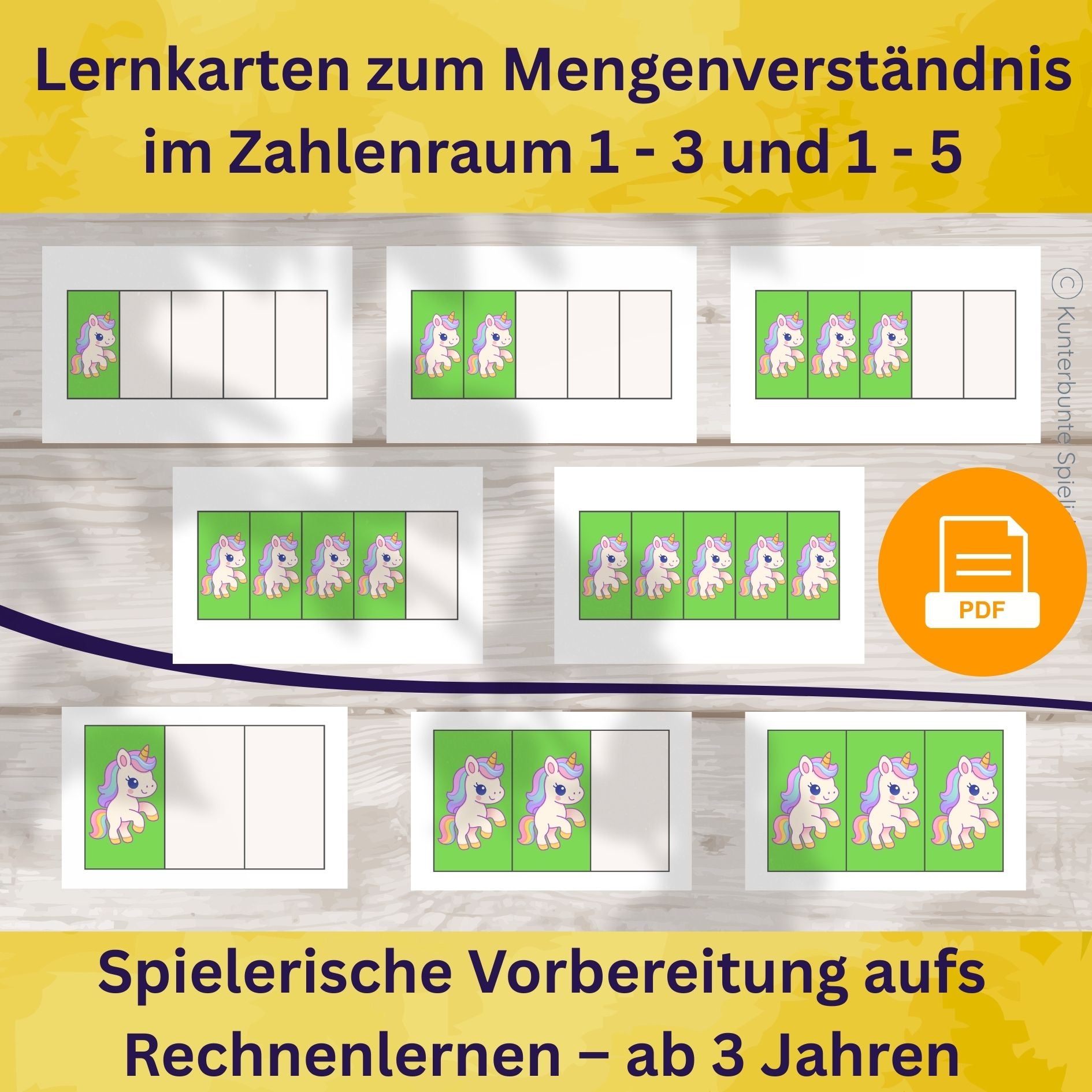 Lernkarten zum Mengenverständnis im Zahlenraum 1 bis 3 und 1 bis 5 – Mengenverständnis Spiele für Kindergarten und Vorschule