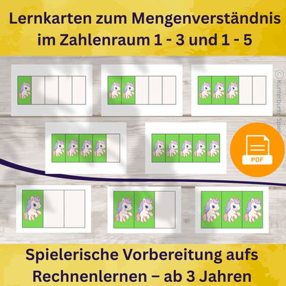 Lernkarten zum Mengenverständnis im Zahlenraum 1 bis 3 und 1 bis 5 – Mengenverständnis Spiele für Kindergarten und Vorschule