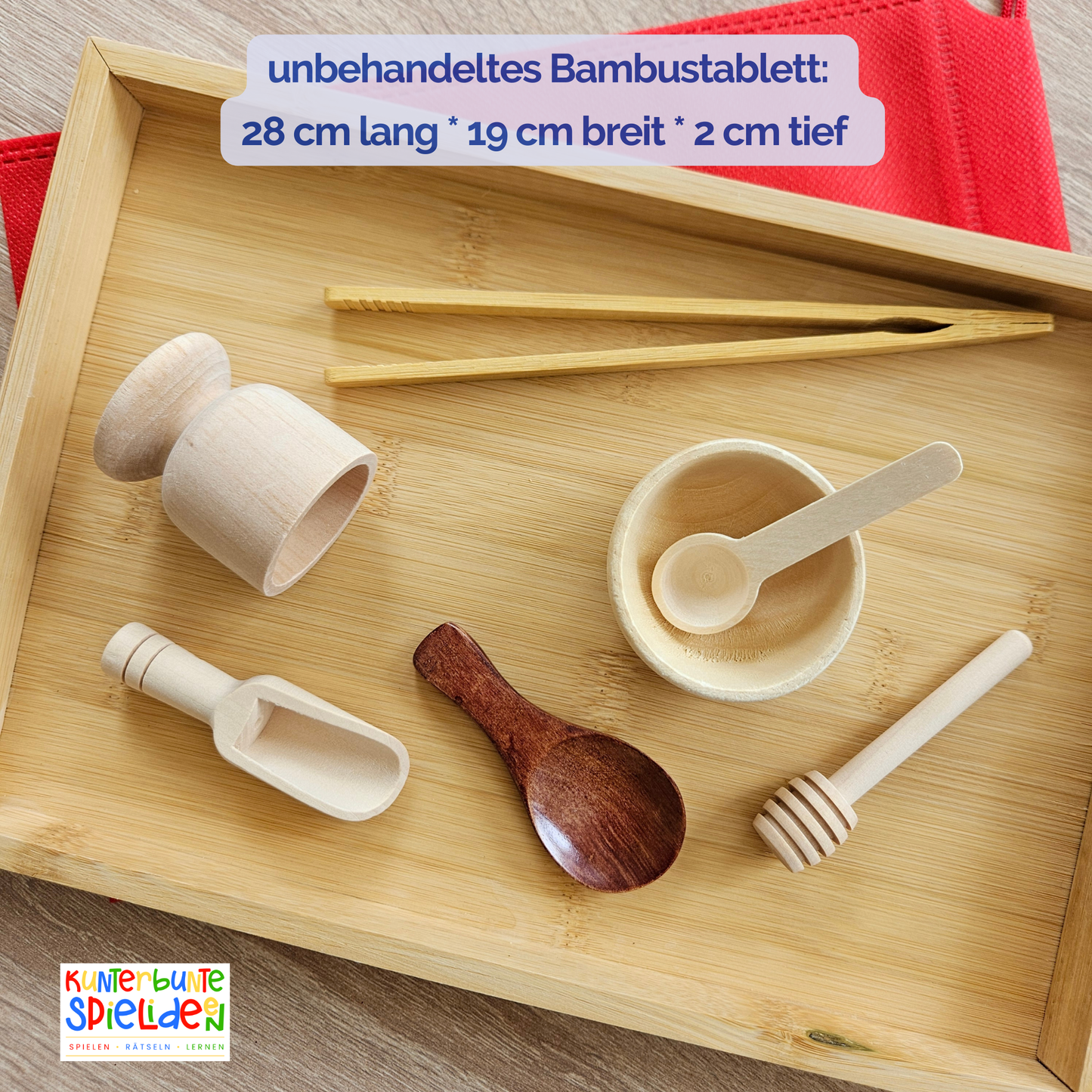 7 Montessori Schüttwerkzeuge aus Holz – Material für Schüttübungen und sensorisches Spiel, ideal für Kita, Tagespflege und Zuhause
