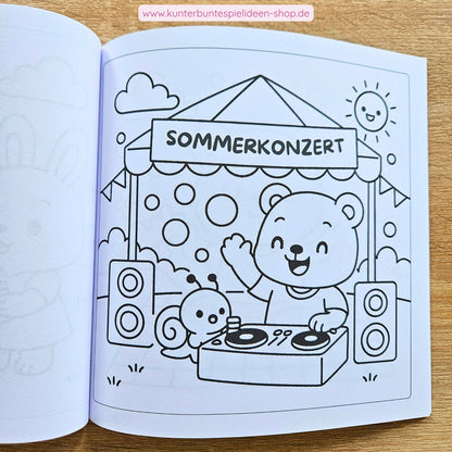 Ausmalbuch Sommer für Kinder ab 3 Jahren Ausmalbilder im Kawaii Stil niedliche Motive für den Sommer die Ferien Regentage schlechtwetterbeschäftigung