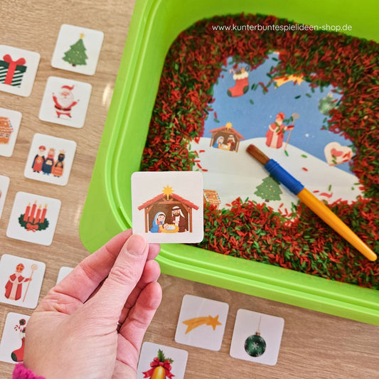 Sensorik-Spiel Weihnachten– Druckvorlage zum Suchen & Finden für Kleinkinder & Kindergarten | Montessori Material