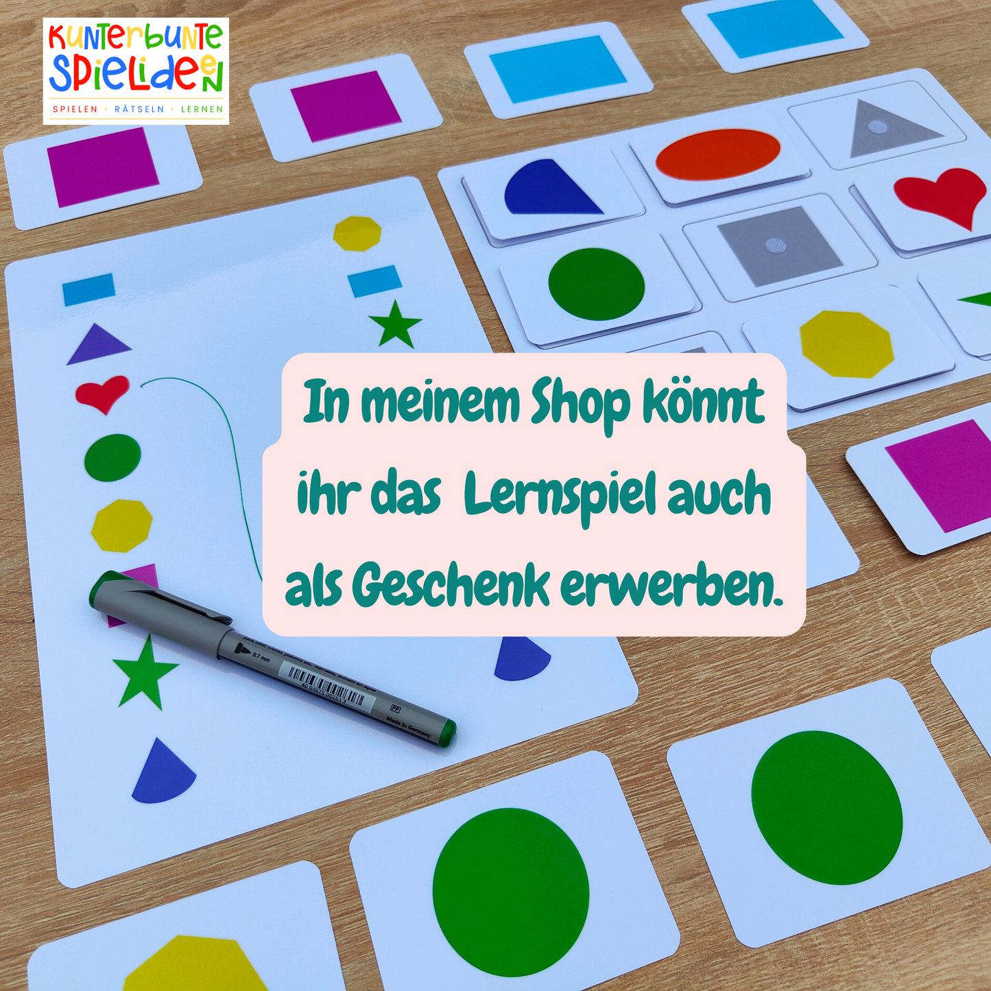 Montessori Material Formen Farben Kleinkind Digitale Vorlagen für Klettmappe Schatten zuordnen Symbole verbindnen Memory mit Formen und Farben PDF VOrlagen Klettmappe Busy Book