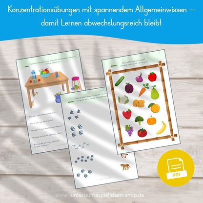 Arbeitsblätter für die Vorschule zum Ausdrucken mit Konzentrationsübungen, Wahrnehmung und spannendem Allgemeinwissen für Kinder ab 5 Jahren