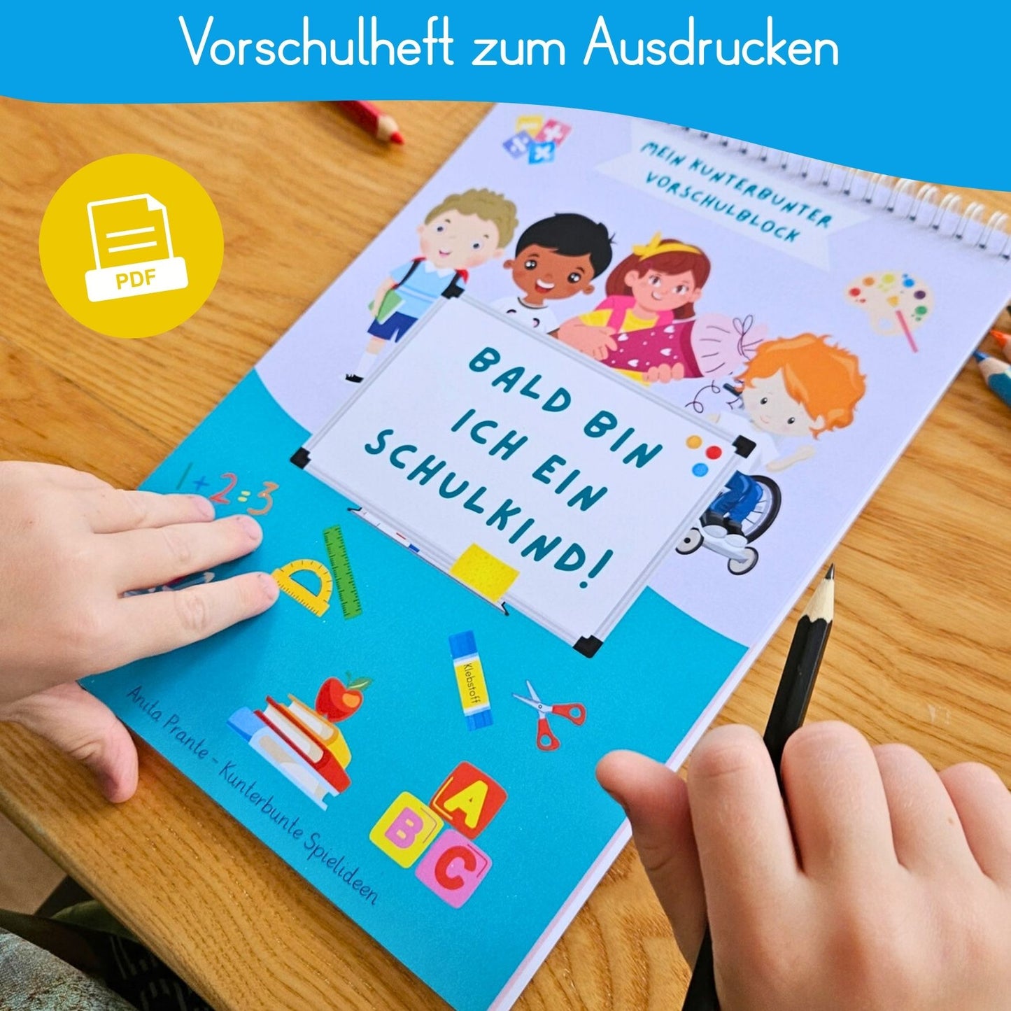 Vorschulheft zum Ausdrucken mit Arbeitsblättern in deutscher Grundschrift für Kinder ab 5 Jahren mit 26 Seiten für die Schulvorbereitung