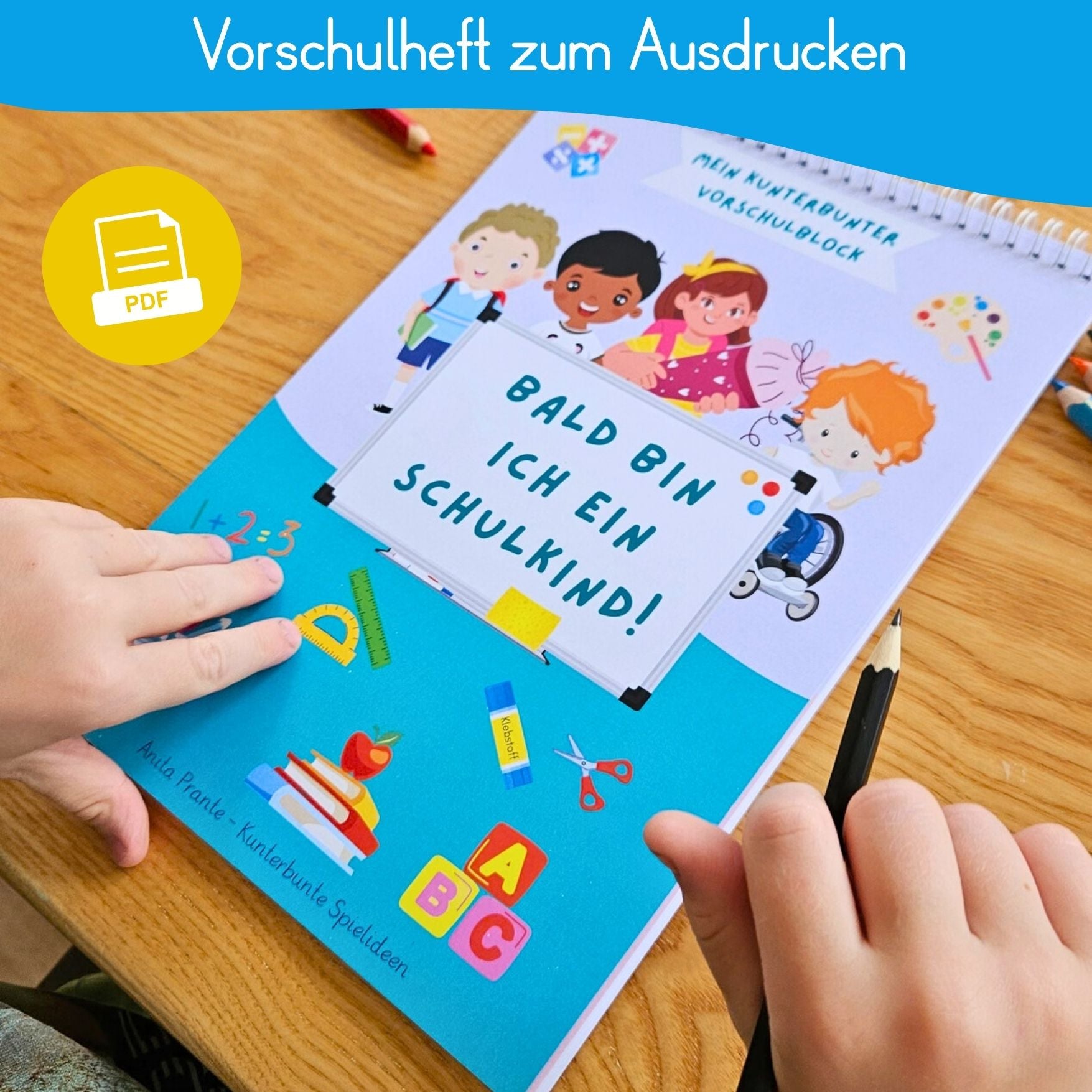 Vorschulheft zum Ausdrucken mit Arbeitsblättern in deutscher Grundschrift für Kinder ab 5 Jahren mit 26 Seiten für die Schulvorbereitung