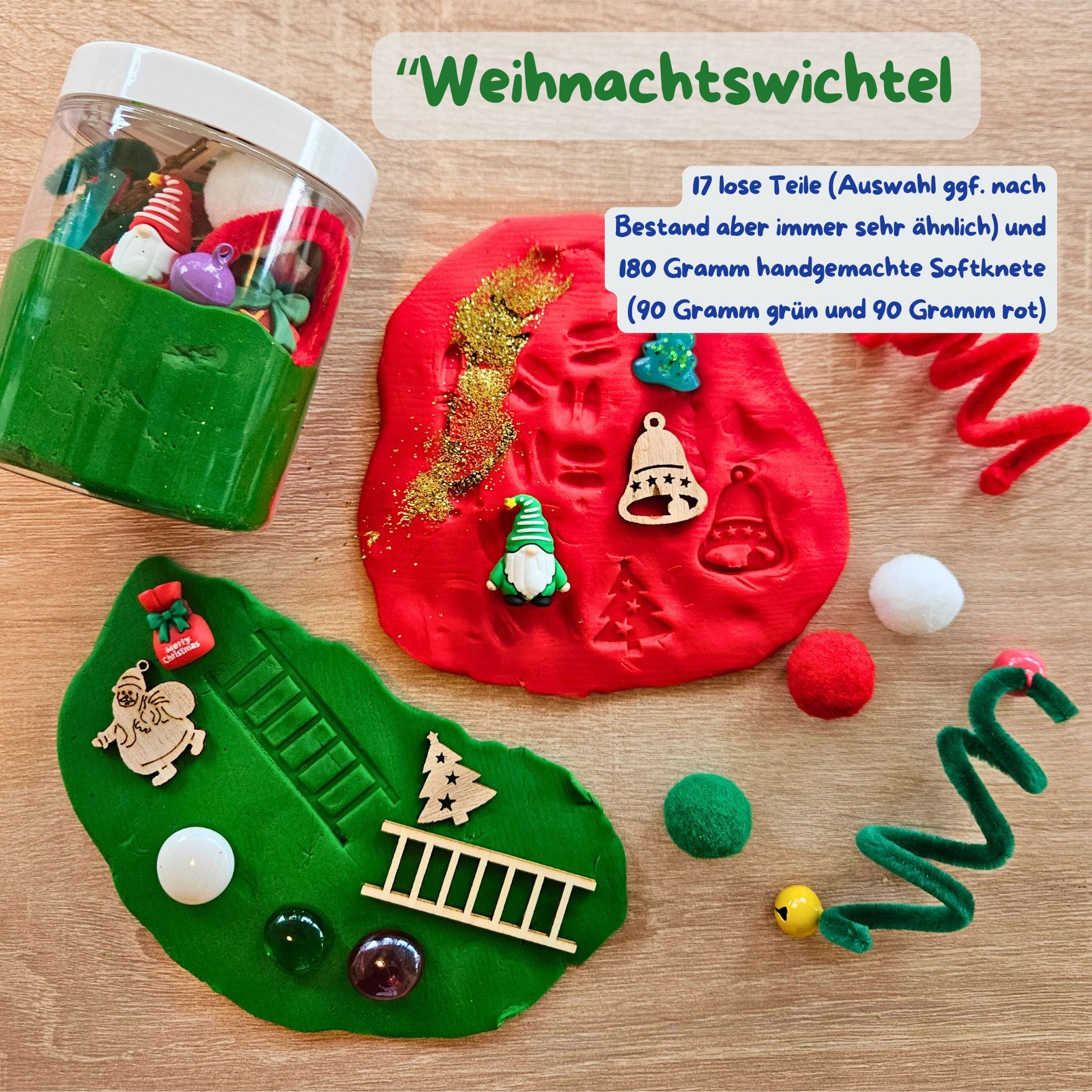 Weihnachtswichtel Knete als Geschenk in der Weihnachtszeit zur Beschäftigung wenn der Wichtel krank ist oder keine Zeit