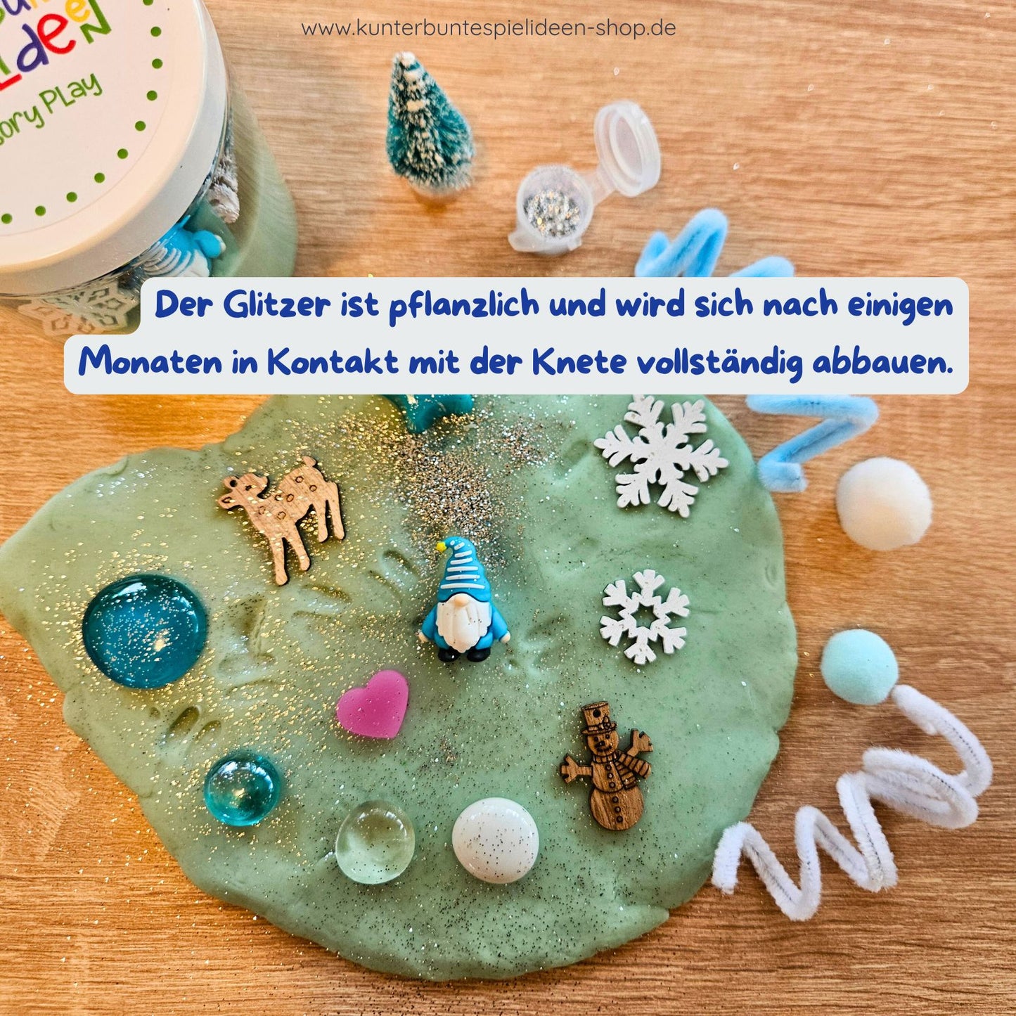 Trostgeschenk, wenn der Wichtel krank ist oder auf Sondermission; Eltern sparen Ideenzeit, Kinder spielen kreativ – Lernspielzeug, sensorisches Spiel mit Knete.