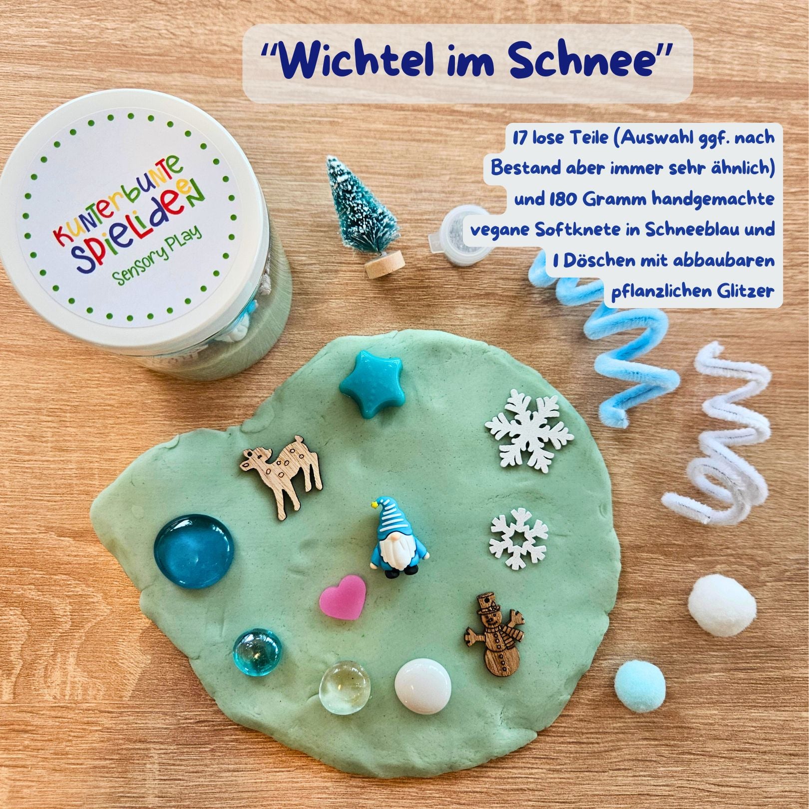 Wichtel im Schnee als Geschenk Wichtelzeit für Kinder; Spielidee Wichtelzeit Zuhause, bildschirmfrei, Sensory Play mit viel Raum für Storytelling.