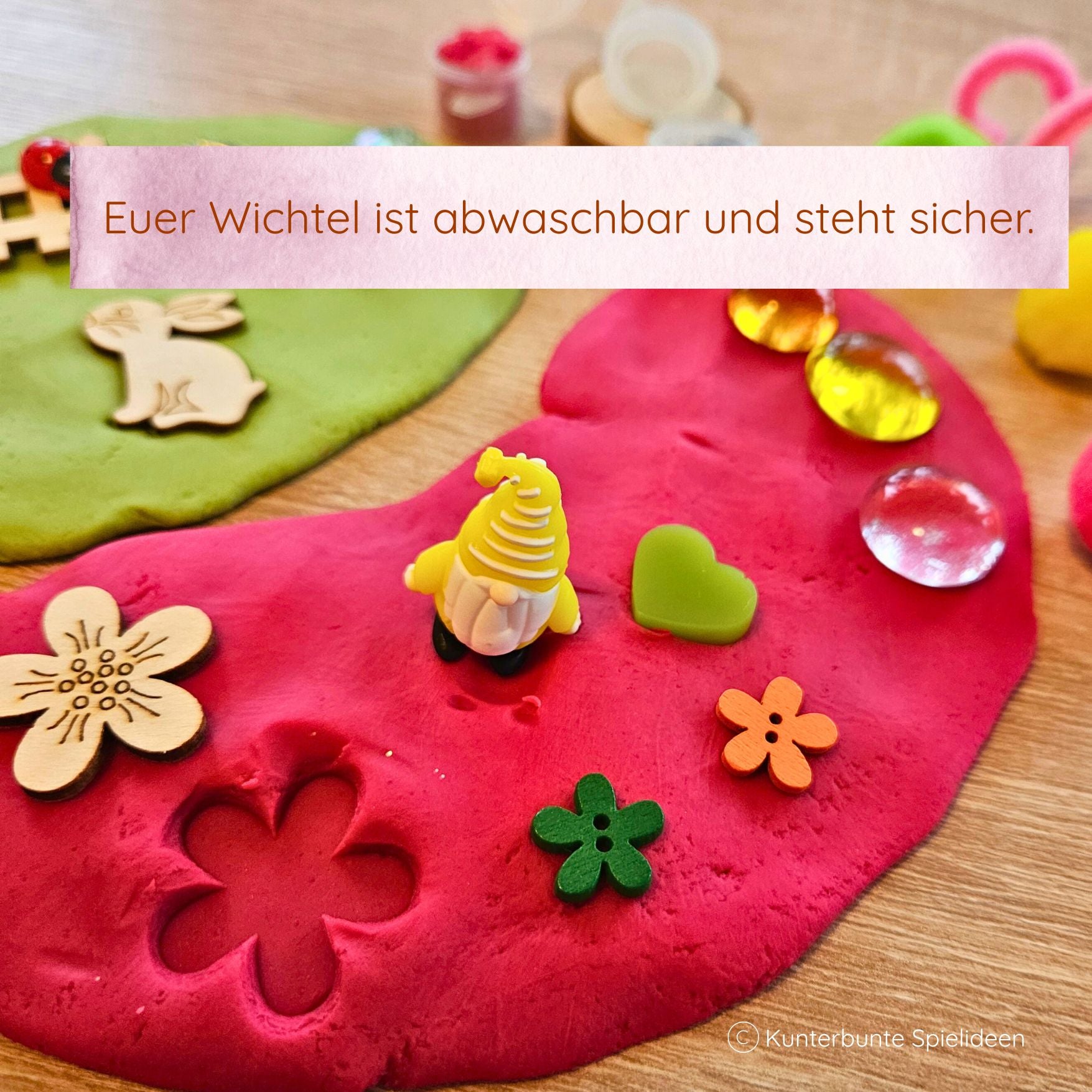 Osternest Füllung Idee: Wichtel im Frühling Knetspiel als besonderes Mitbringsel für Kindergartenkinder ab 3 Jahren