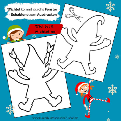 wichtel schablone fenster zum ausdrucken - Wichtel Schablone gratis Wichtel kommt durchs Fenster Vorlage zum Ausdrucken von Wichtel und Wichteline für Wichtel Fenster 