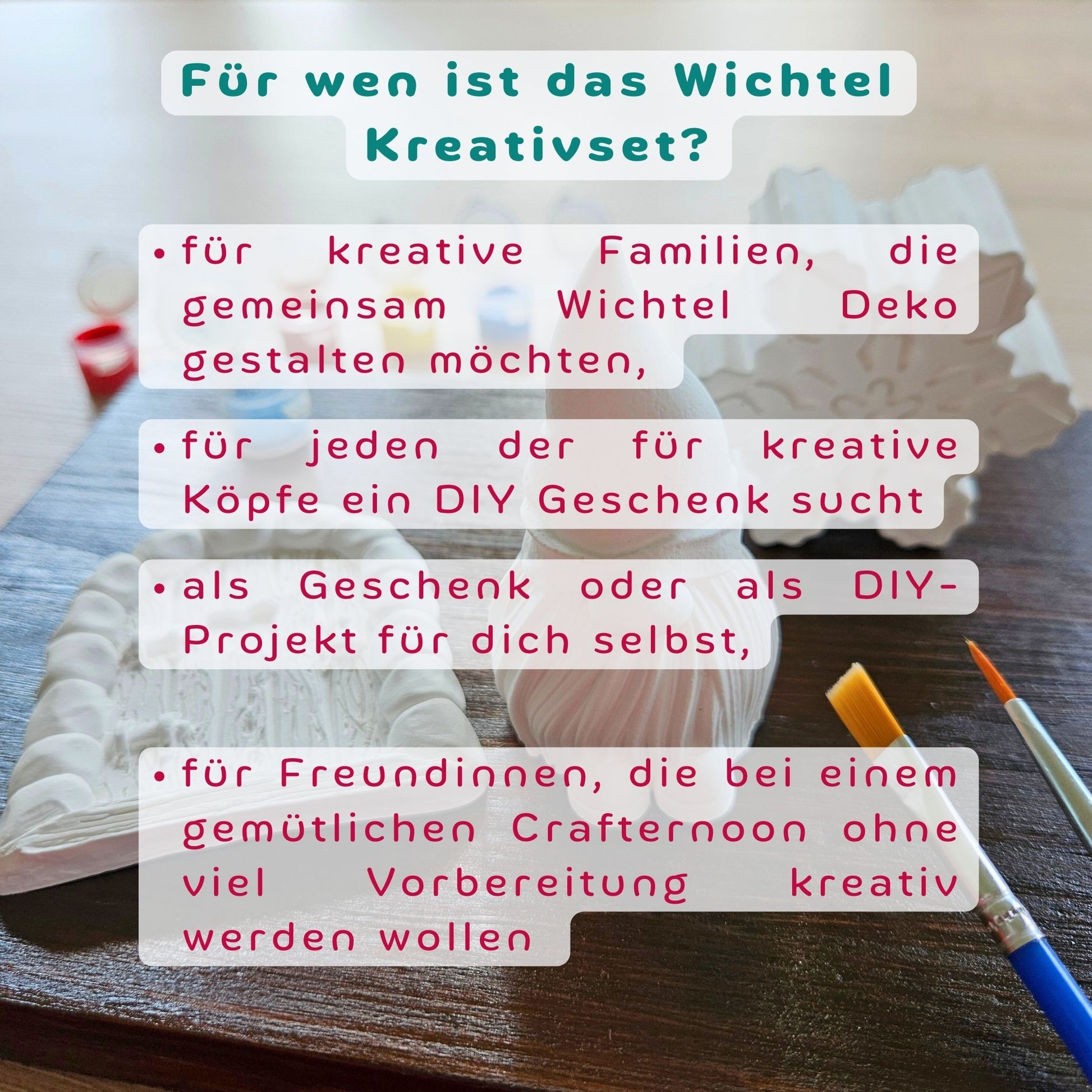 Wichtel Geschenkset Kreativset zum selbst gestalten mit Farbe und Glitzer und Pinsel Wichtel Wichteltür Schneeflocke