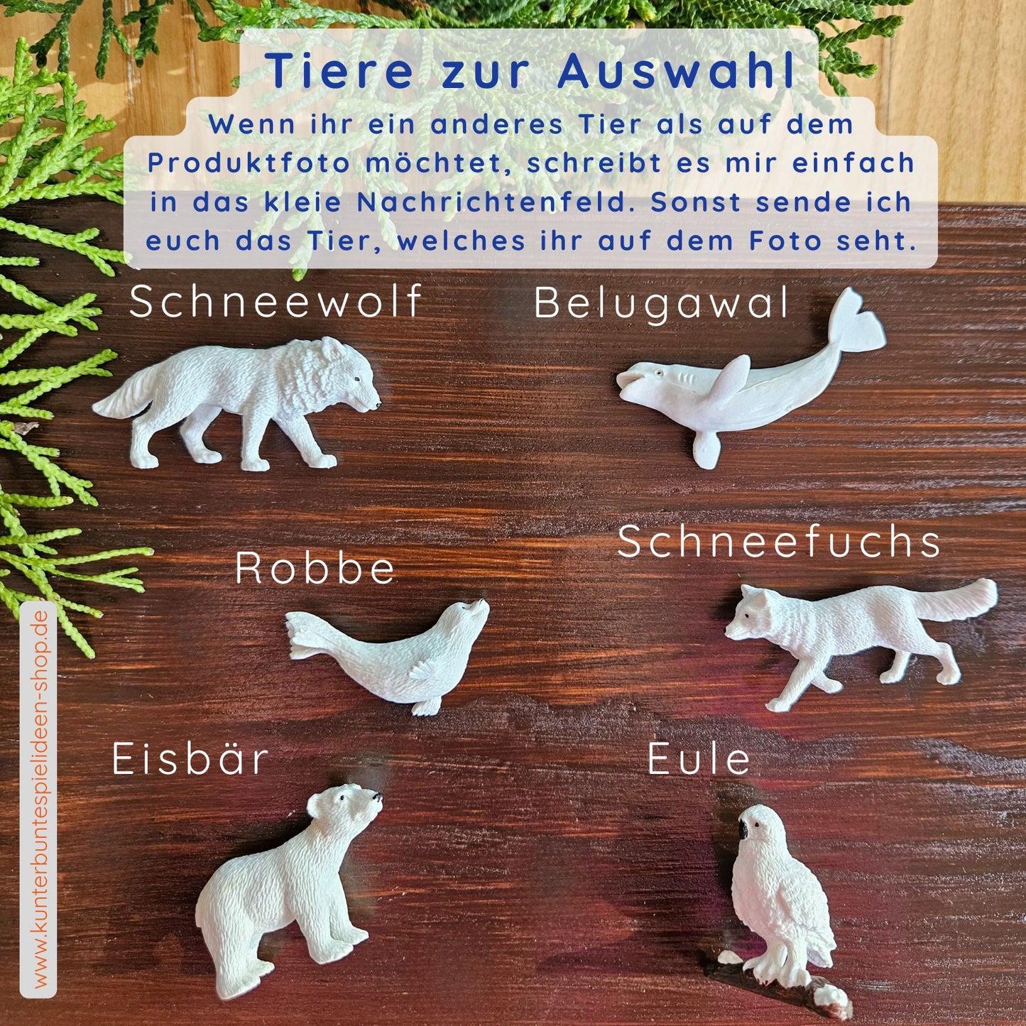 Tierfiguren für sensorisches Spiel als kleines Geschenk als Zubehör für freies Spiel in Knete, Schneewolf, Schneefuchs, Robbe, Belugawal, Eule, Tiere zur Auswahl für deine Knetdose: Schneewolf, Belugawal, Robbe, Schneefuchs, Eisbär, Eule – wähle dein Lieblingstier als besonderes Knete-Zubehör für Winter & Weihnachten; ideale Adventskalender-Füllung, Wichtel- oder Nikolaus-Geschenk; fördert freies, Montessori-freundliches Spiel und Feinmotorik mit Softknete; liebevoll hergestellt in Deutschland, 