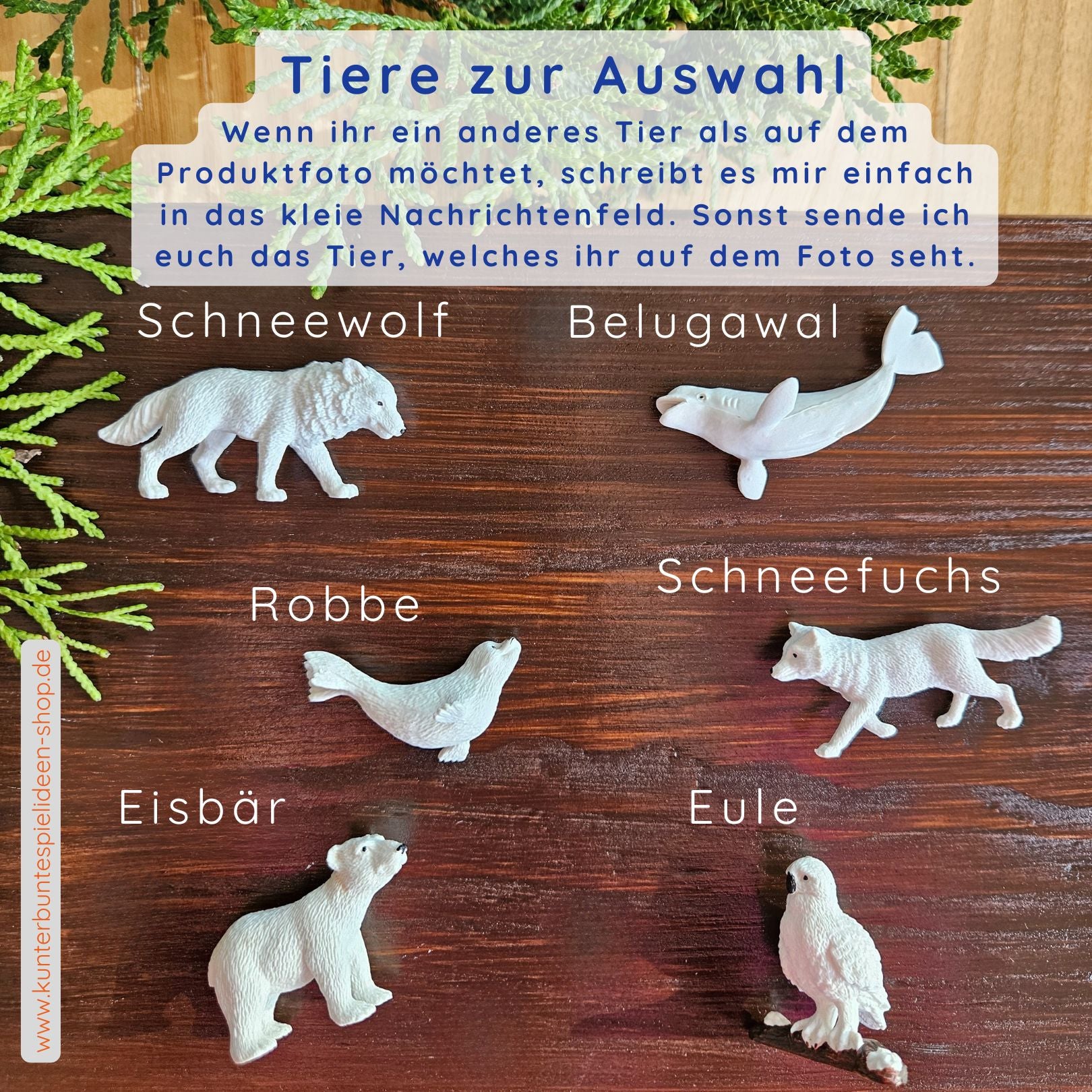 Tierfiguren für sensorisches Spiel als kleines Geschenk als Zubehör für freies Spiel in Knete, Schneewolf, Schneefuchs, Robbe, Belugawal, Eule, Tiere zur Auswahl für deine Knetdose: Schneewolf, Belugawal, Robbe, Schneefuchs, Eisbär, Eule – wähle dein Lieblingstier als besonderes Knete-Zubehör für Winter & Weihnachten; ideale Adventskalender-Füllung, Wichtel- oder Nikolaus-Geschenk; fördert freies, Montessori-freundliches Spiel und Feinmotorik mit Softknete; liebevoll hergestellt in Deutschland, 