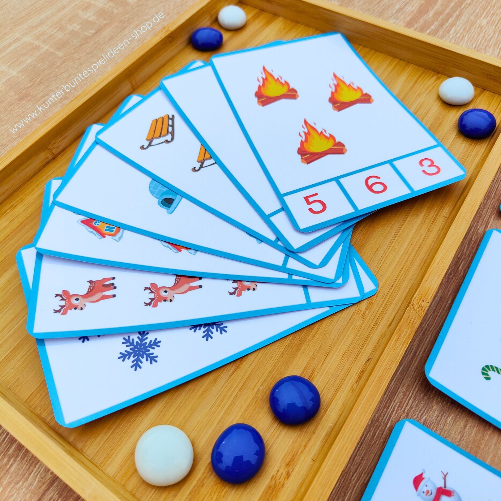 Zählkarten 1 bis 10 als abwischbares Lernspiel für Vorschule und Kindergarten zum Zählen lernen und Zahlen sicher erkennen