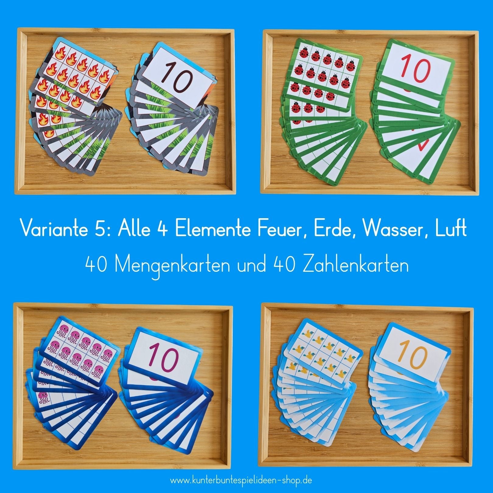 Zahlenkarten und Mengenkarten im Zehnerfeld als Mathe Lernkarten für den Zahlenraum 1 bis 10 in Vorschule und 1. Klasse. Unterstützt Mengenverständnis fördern, Zahlen erkennen und Rechnen vorbereiten.
