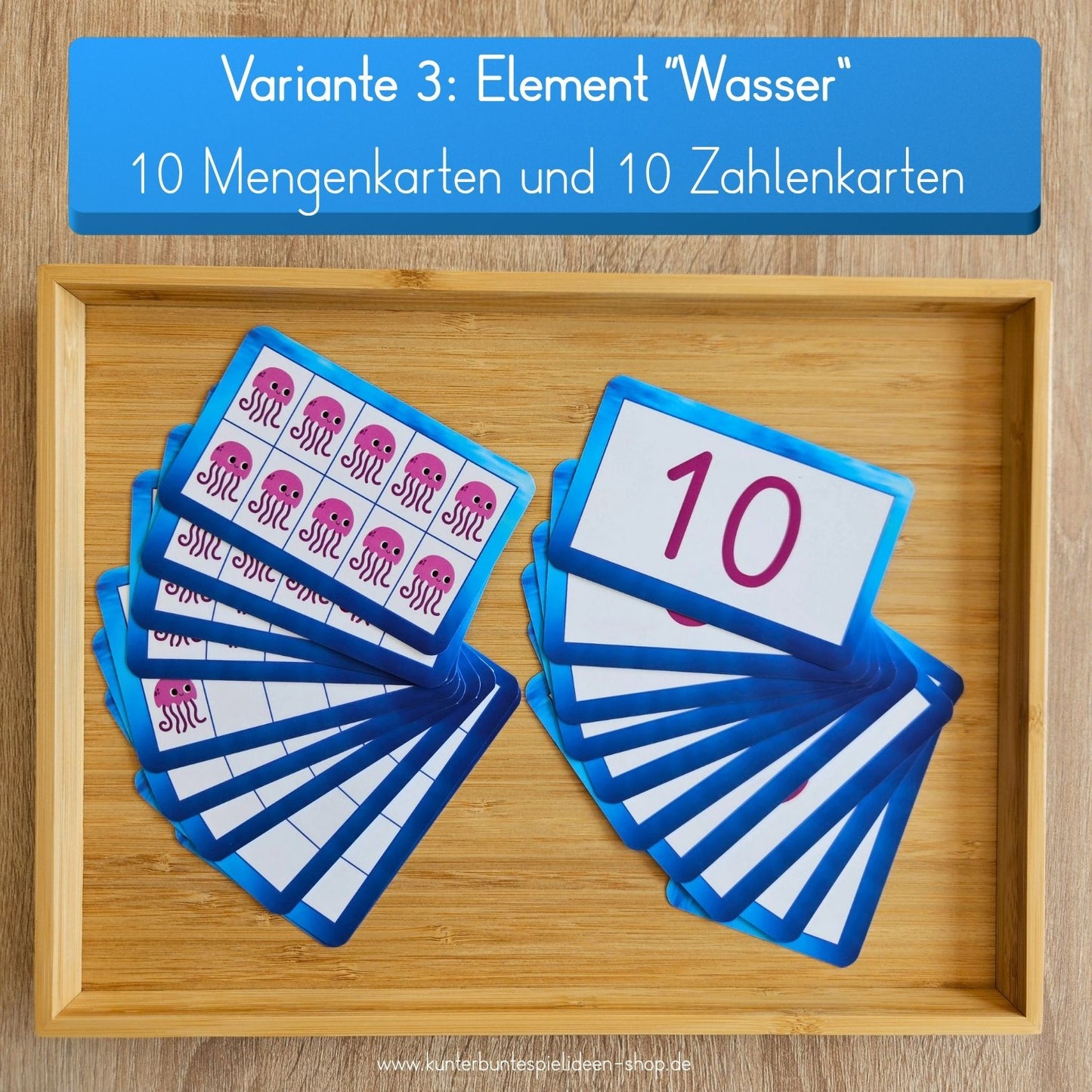 Zahlenkarten und Mengenkarten im Zehnerfeld im Zahlenraum 1 bis 10 als Lernkarten für Vorschule und 1. Klasse. Fördert die sichere Zuordnung von Zahl und Menge sowie ein grundlegendes Mengenverständnis.