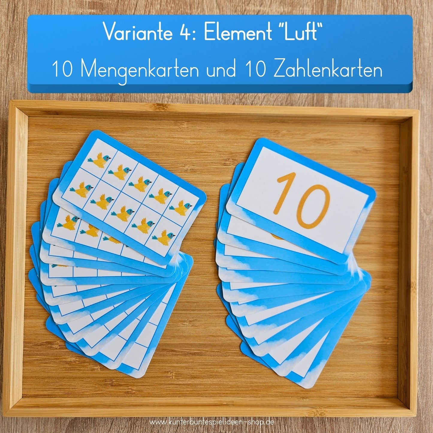 „Ich habe … wer hat?“ Spiel mit Zahlenkarten und Mengenkarten im Zehnerfeld für den Zahlenraum 1 bis 10. Lernkarten für Vorschule und Grundschule zur Förderung von Mengenverständnis und Zahlbeziehungen.