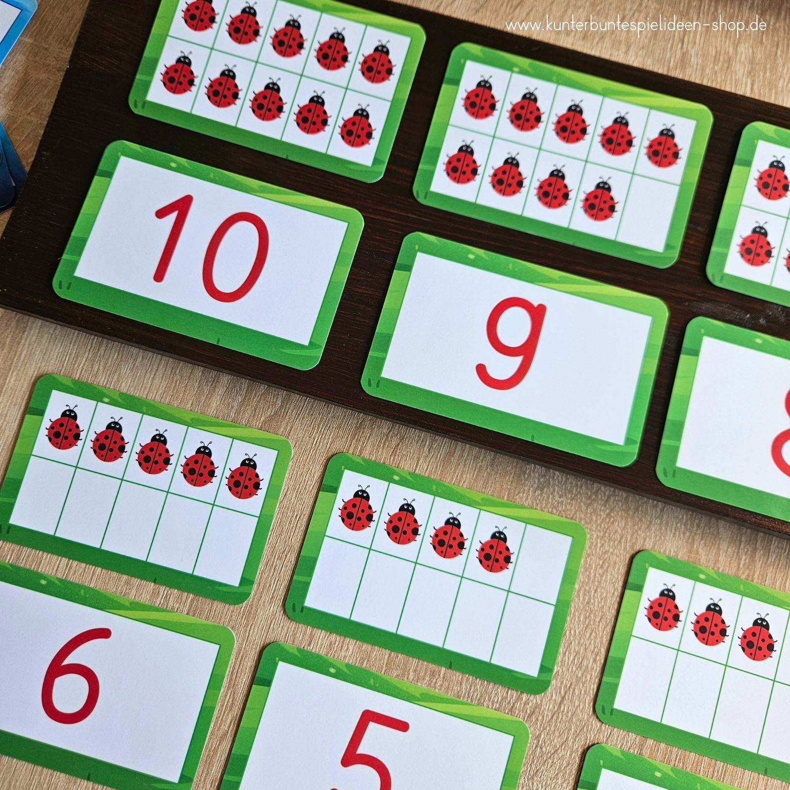 Zahlenkarten und Mengenkarten im Zehnerfeld für den Zahlenraum 1 bis 10 als Mathe Lernkarten für Vorschule und Grundschule. Fördert Mengenverständnis, Zahlen erkennen und sicheres Zuordnen von Zahl und Menge.