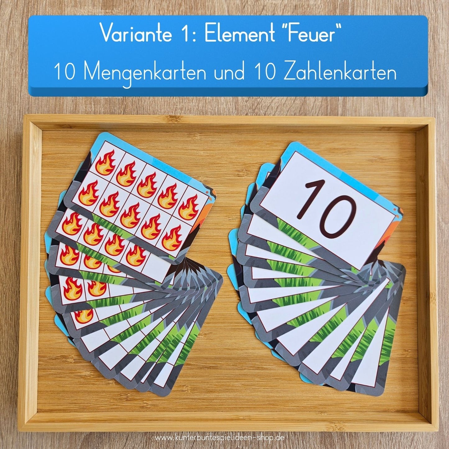 Zahlenkarten und Mengenkarten im Zehnerfeld als Lernmaterial für Vorschule und Grundschule im Zahlenraum 1 bis 10. Unterstützt Mengenverständnis, Zahlenlernen und den Übergang vom Zählen zum Rechnen.