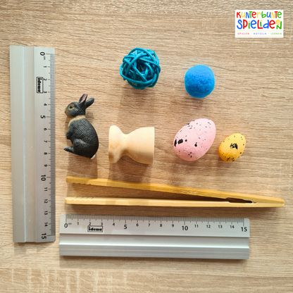 Sensorik Spielzeug für Ostern und Frühling als Fühlspiel und Montessori Beschäftigungsidee für Kinder ab 3 Jahren