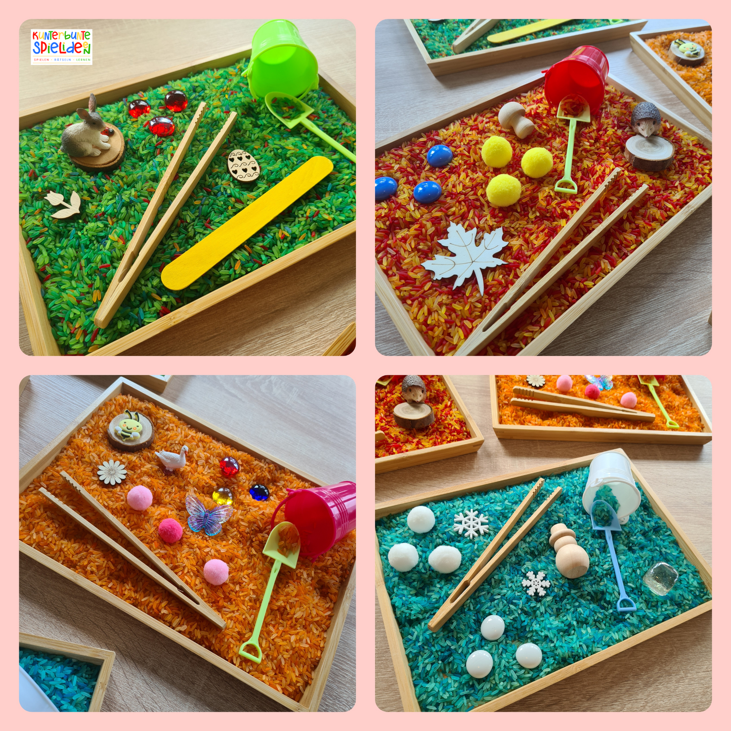 Jahreszeiten Sensory Play Frühling Sommer Herbst Winter- Jahreszeitentisch / Sensorischer Tisch