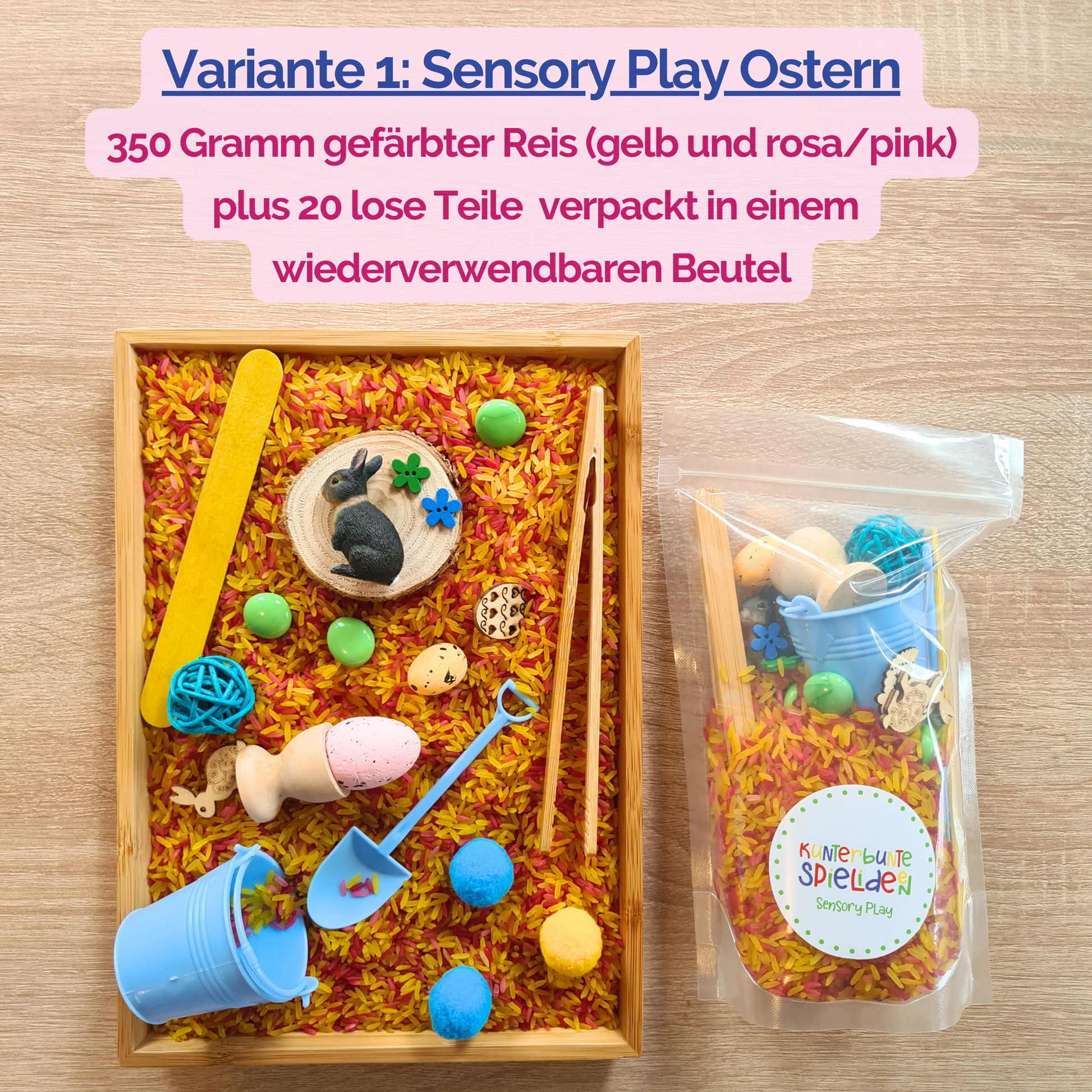 Kreative Beschäftigung für Kinder zu Ostern und Frühling mit Montessori Sensorik Spielzeug