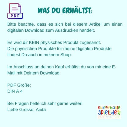 Kunterbunte Spielideen digitale Lernmaterialien Übungsblätter Übungshefte ausdrucken