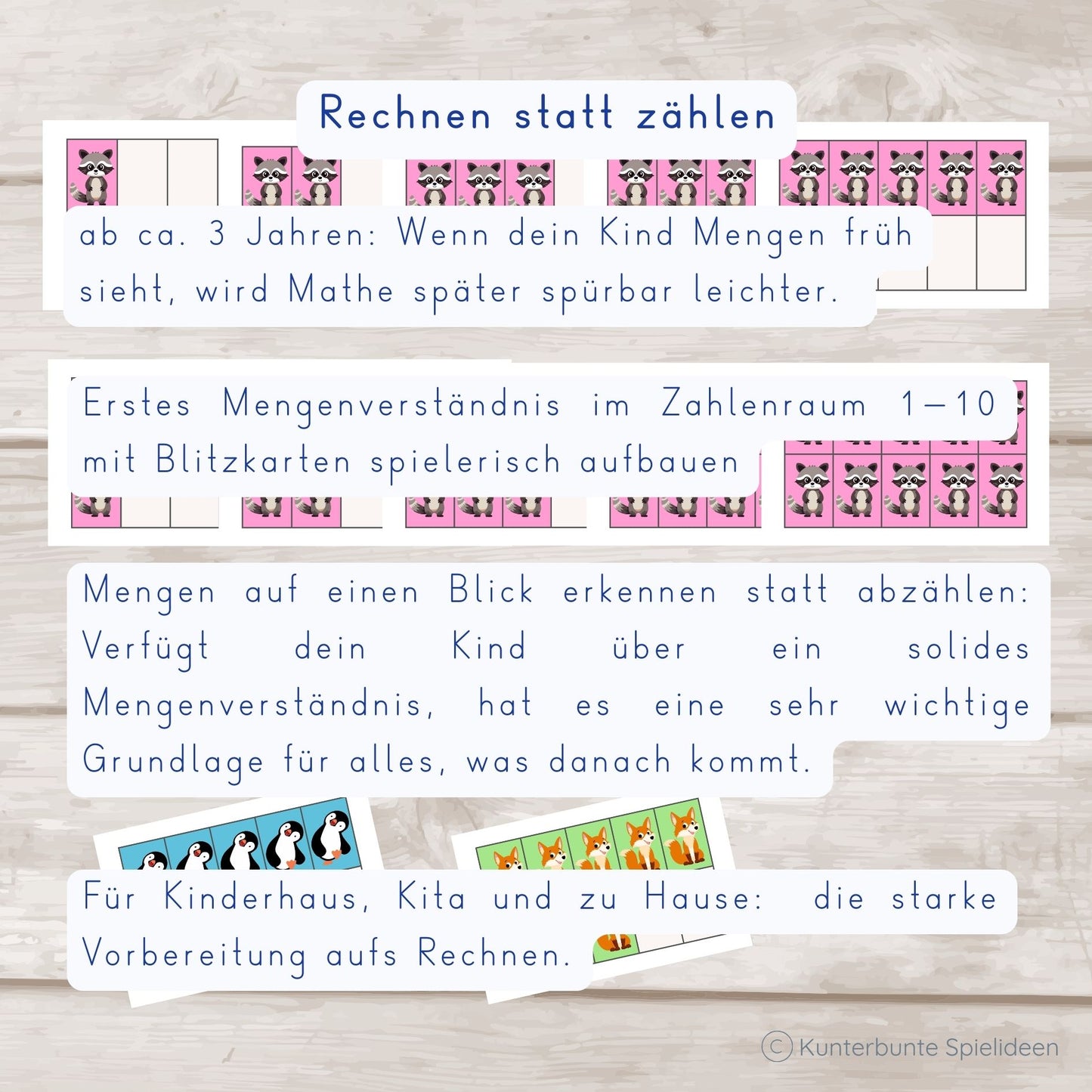 Rechnen statt zählen mit Zehnerfeld – Zahlzerlegung im Zehnerfeld 1–10 (2+3=5) als Lernkarten PDF zum Ausdrucken, Mengenverständnis 1. Klasse üben
