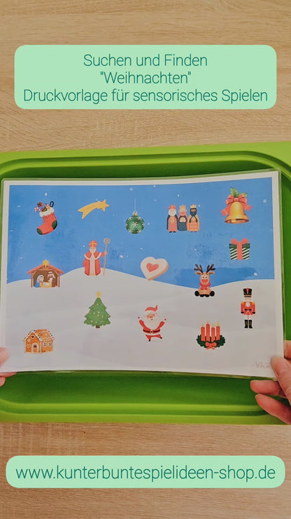 Sensorik-Spiel Weihnachten– Druckvorlage zum Suchen & Finden für Kleinkinder & Kindergarten | Montessori Material