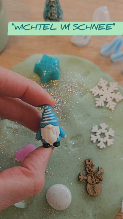 Wichtel im Schnee – Knete als Geschenk -Abschiedsgeschenk vom Wichtel, kleines Mitbringsel