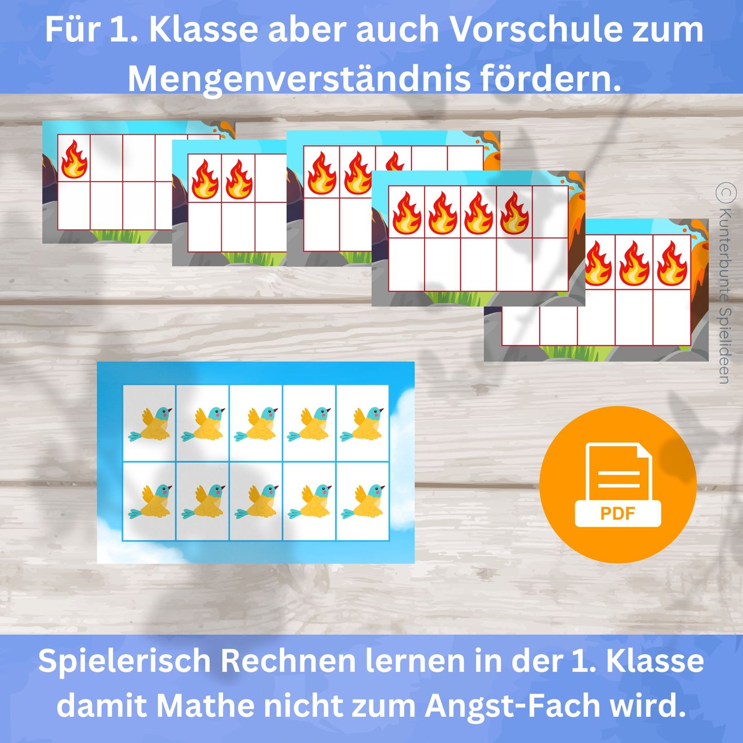 Rechnen lernen 1. Klasse mit Blitzblick-Lernkarten im Zahlenraum 1 bis 10 – Mengen im Zehnerfeld erkennen statt abzählen, Zahlzerlegung bis 10 und stabiles Mengenverständnis fördern