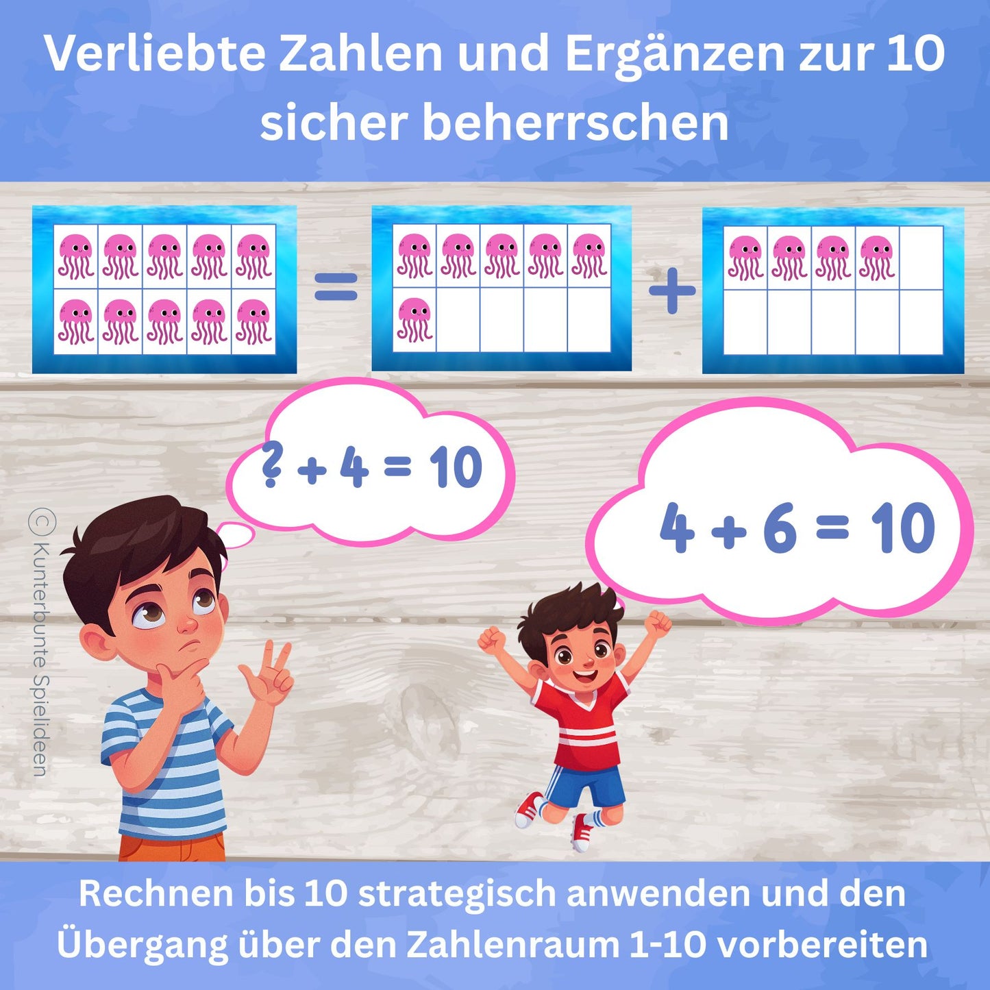 Verliebte Zahlen und Ergänzen zur 10 üben im Zahlenraum 1 bis 10 – Rechnen bis 10 strategisch anwenden mit Blitzblick Lernkarten