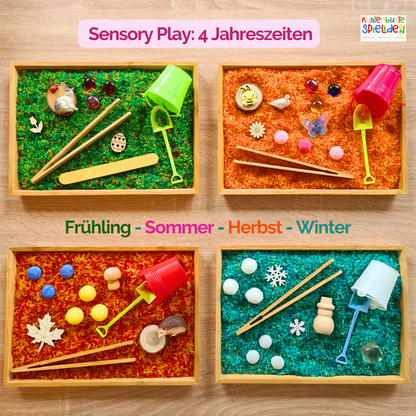 Jahreszeiten Sensory Play Frühling Sommer Herbst Winter- Jahreszeitentisch / Sensorischer Tisch